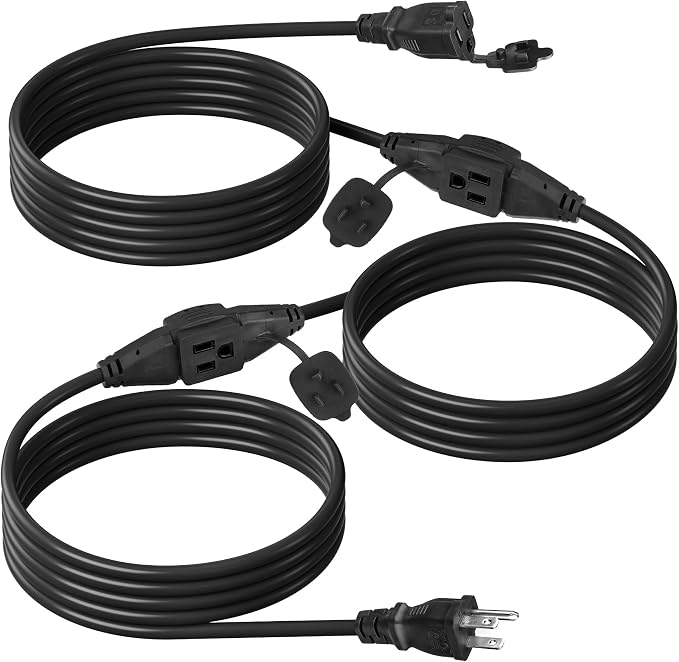 BN-LINK 25 ft Outdoor Extension Cord w/3 Inline Outlets 16/3 Gauge, SJTW by BN-LINK
