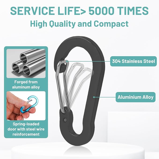 Multi-Pack Aluminum Carabiner Clips, Outdoor Activities - Image 3