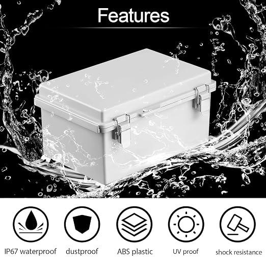 LeMotech Electrical Box, IP67 Waterproof Hinged Cover Stainless Steel Latch - Image 3