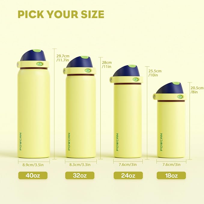 POWCAN 18 oz Insulated Stainless Steel Water Bottle: 2-in-1 Push-Button Spout & - Image 8