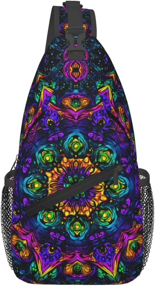 Psychadelic Trippy Art Sling Bag Crossbody Travel Hiking Chest Backpack by Unknown