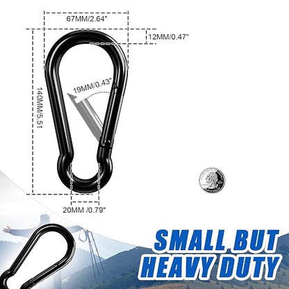 Large Carabiner Clip Hook, 5.5 inch 2 pcs Black Heavy Duty Spring Snap Hook Key - Image 3