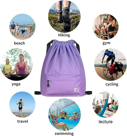 Waterproof Drawstring Bag, Gym Bag Sackpack Sports Beach Backpack - Image 4