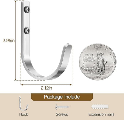 Aluminum Wall Hooks for Hanging Towel/Coat - 22LB Screw in Metal Hanger Wall - Image 3