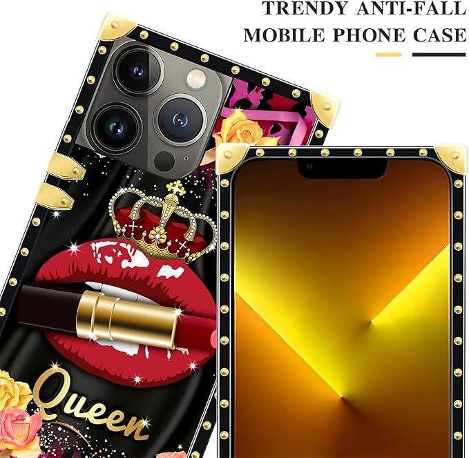 Compatible with iPhone 13 Pro Max Case, Queen Lip Crown Leopard Print Luxury - Image 4
