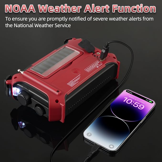 Kaito KA500RED 5-Way Powered Emergency AM/FM/SW Weather Alert Radio - Image 4