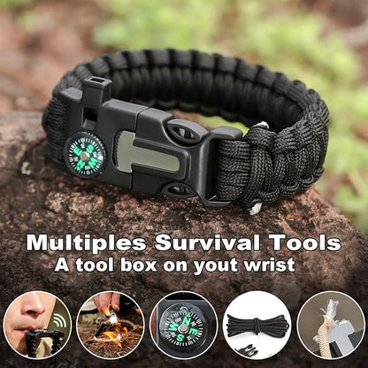 Bracelets, Survival Bracelets for Men Paracord Tactical 5-in-1 Camping Gear Kits - Image 5