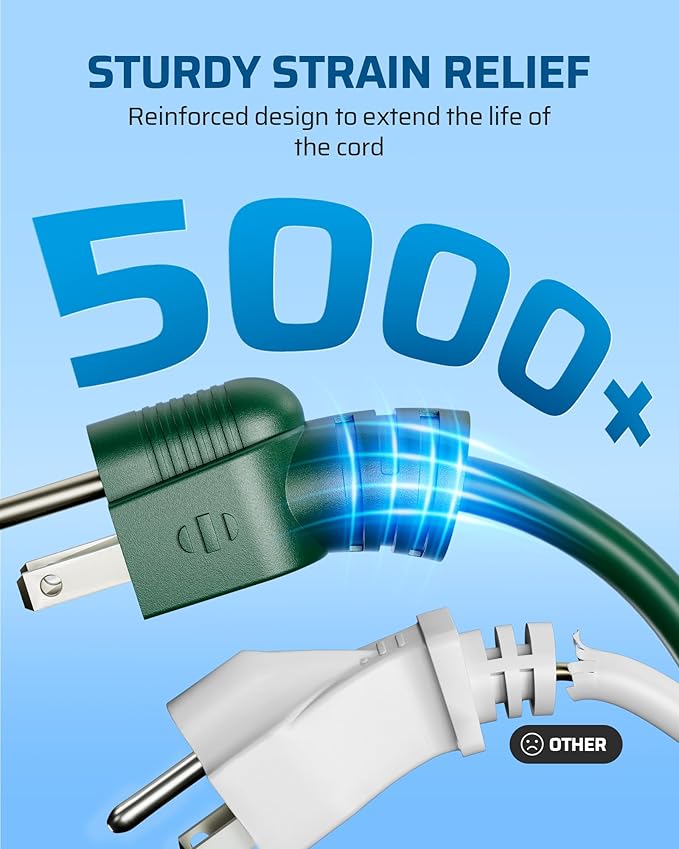 DEWENWILS Outdoor Extension Cord Multiple Outlets 45ft, Evenly Spaced 3 Outlets - Image 5