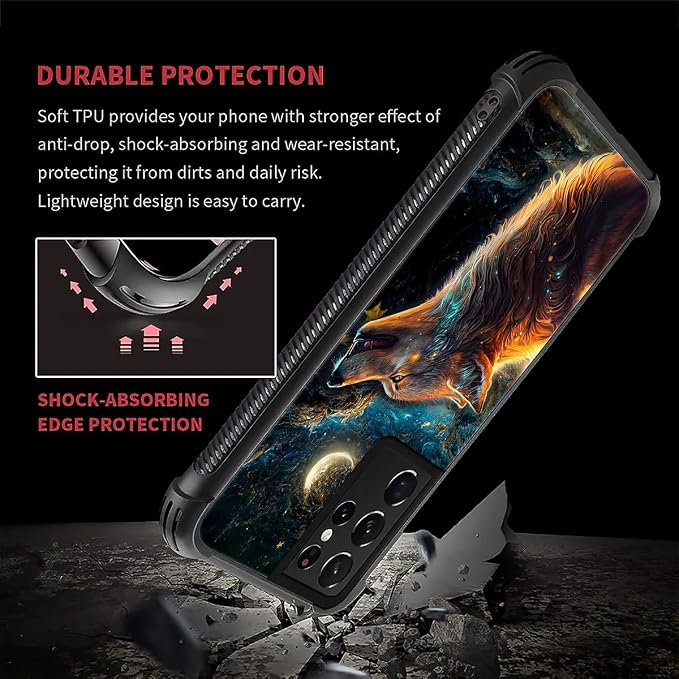 for Samsung Galaxy S21 Ultra Case, Star Cave Hungry Wolf Pattern Graphic Design - Image 6
