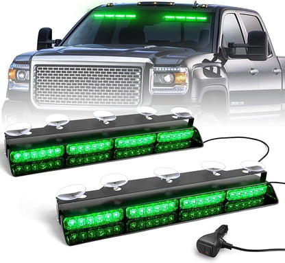 HLauto 6Z4J Emergency Dash Strobe Lights: 2x16.8 inch Green Safety Lights by HLauto