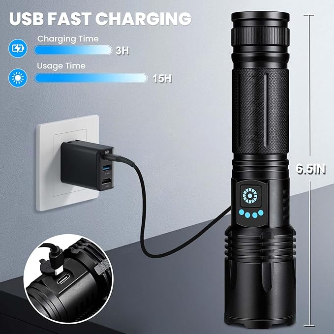 Rechargeable Flashlights High Lumens, 000 Lumens Super Bright Led Flashlights - Image 3