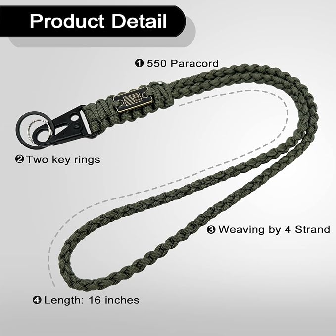 DDOUT Heavy Duty Paracord Lanyard 550 Paracord Braided Keychain - Image 4