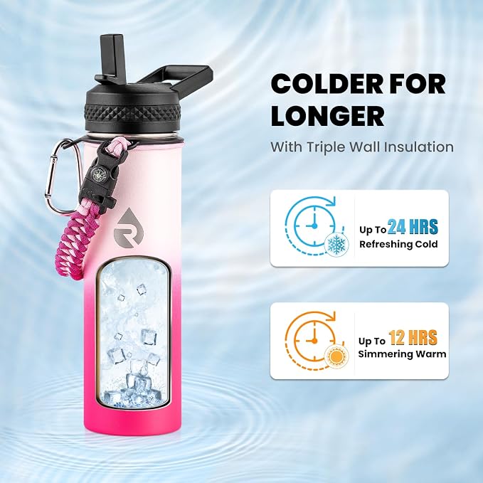RAYMYLO Insulated Water Bottle 20 oz, Triple Wall Vacuum Stainless Steel - Image 2