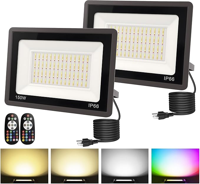 L LOHAS LED 150W Flood Light Outdoor, RGB Landscape Lighting by LLOHASLED