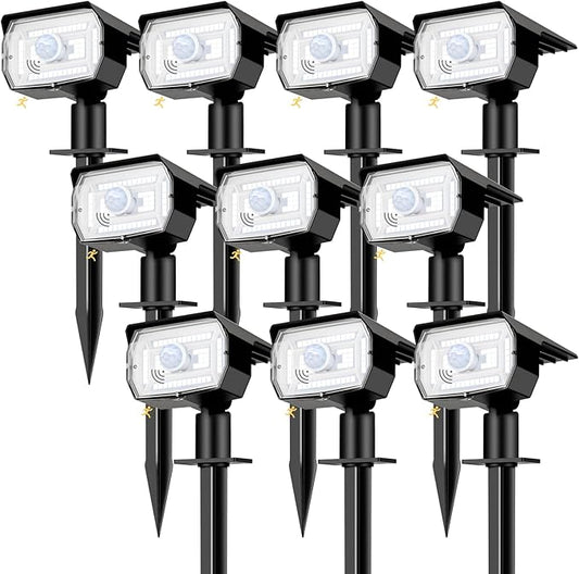 nipify 10 Pack Solar Lights Outdoor Waterproof, 3 Modes Motion Sensor Spot by Nipify