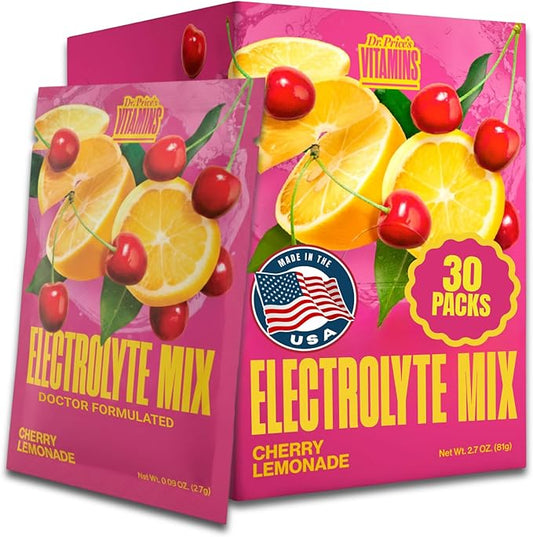Dr. Price’s Electrolytes Hydration Powder Packets – Cherry Lemonade, 30 Packs | by DrPricesVitamins