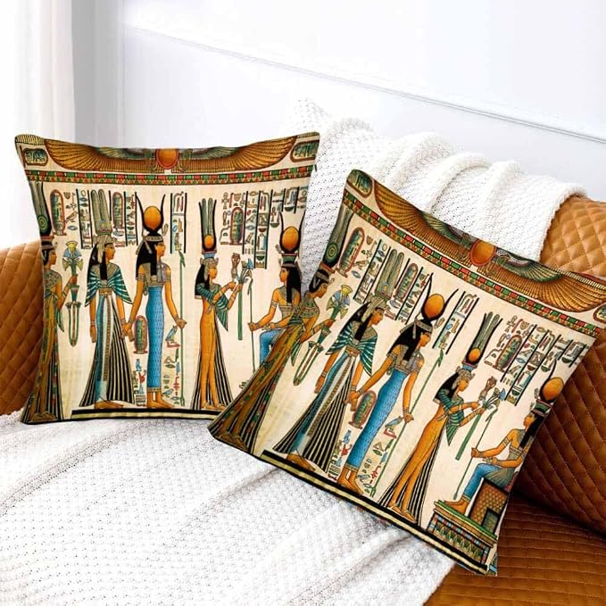 Old Egyptian Empire Couch Pillow Covers 18 X 18 0 Set of 2 Pillowcases Square - Image 2
