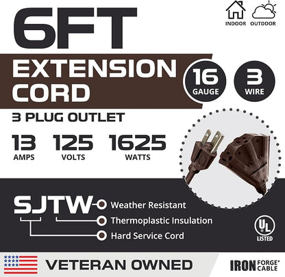 Iron Forge Cable 6ft Brown Outdoor Extension Cord - Image 2
