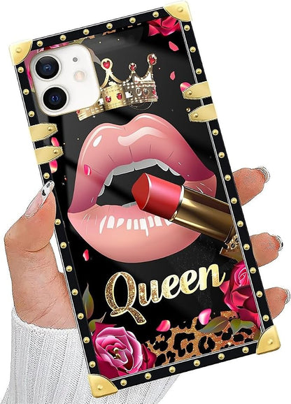 Compatible with iPhone 11 Case, Glitter Red Rose Queen Leopard Lipstick Luxury - Image 5