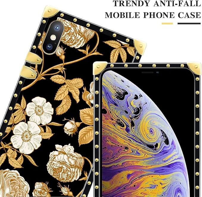 Compatible with iPhone Xs Max Case, Blooming Rose Golden Flower Luxury Golden - Image 4