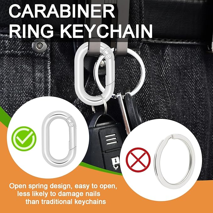 10Pack Oval Large Carabiner Clip, Metal Spring Carabiner Clips - Image 3