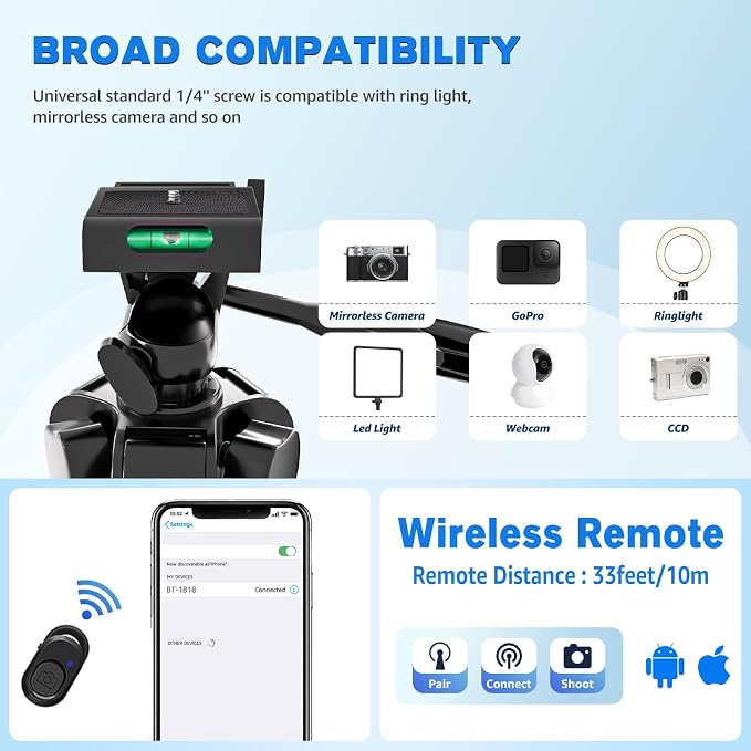 Phone Tripod, Lusweimi 44-inch iPhone Tripod - Image 5
