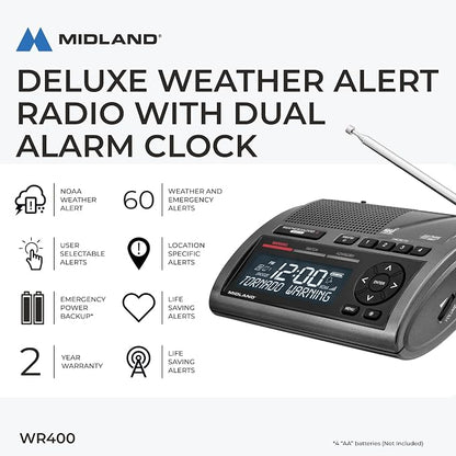 Midland - WR400 Weather Radio Deluxe - NOAA Emergency Alert Scanner – Home Use - Image 4