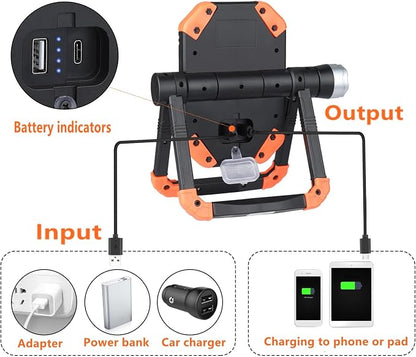 sunzone Rechargeable LED Work Light, Portable Flood Light Spotlight 2 in 1 Job - Image 4