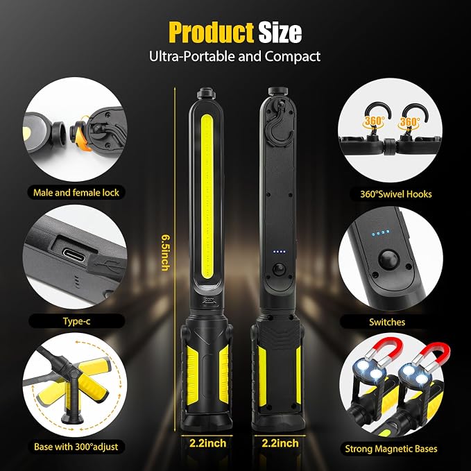 SYLSTAR Work Light for Mechanic, 2400LM LED, 4400mAh Rechargeable, Underhood - Image 8