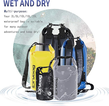 IDRYBAG Dry Bag for Kayaking Waterproof 2L/5L/10L/15L/20L, Small Dry Sack - Image 6