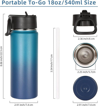 Volhoply 18oz Insulated Water Bottle Bulk 2 Pack, Kids Stainless Steel Water - Image 3