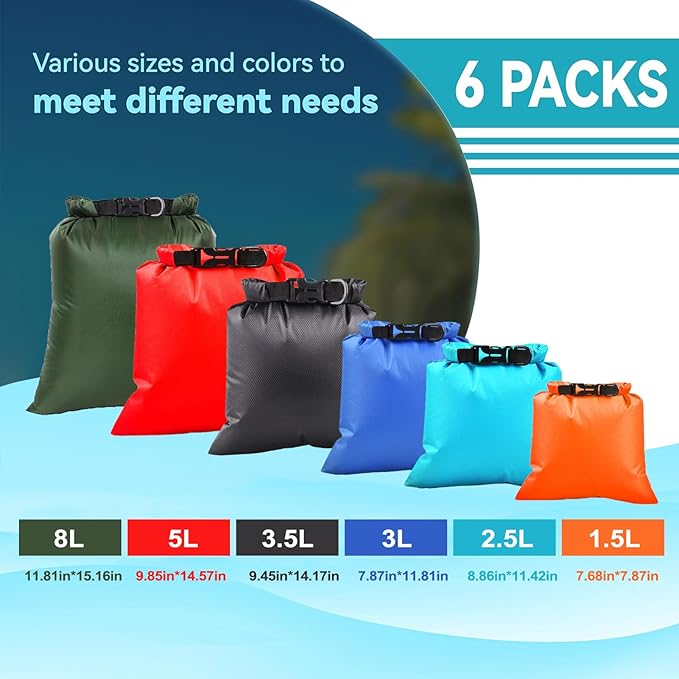 6PCS Dry Bags Waterproof, Lightweight Dry Bags - Image 2