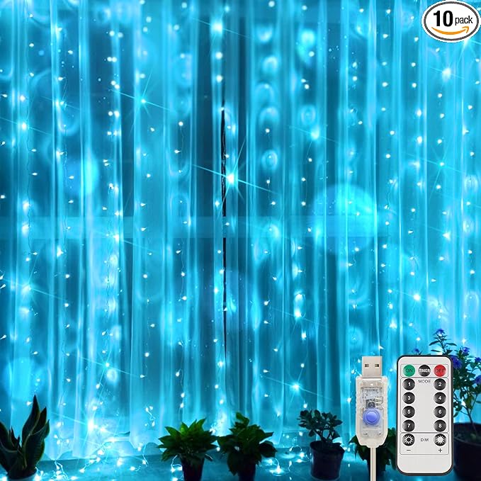 suddus Curtain Lights for Bedroom, 200 Led 6.5ft x 6.5ft Hanging String Lights by SUDDUS