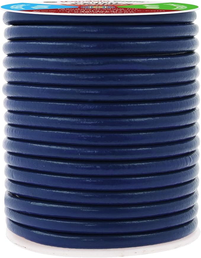 Mandala Crafts Round Genuine Navy Blue Leather Cord - Image 2