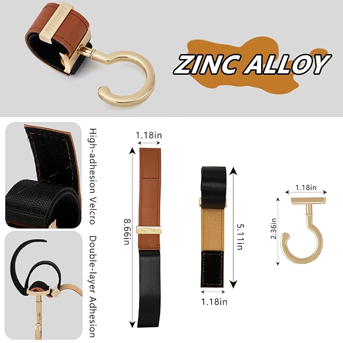 2 Pack Stroller Hooks, Strong Synthetic Leather Hook-and-Loop - Image 3