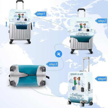 Valentine'S Day Couple Travel Luggage Cover -Stretchable Airplane Suitcase - Image 6