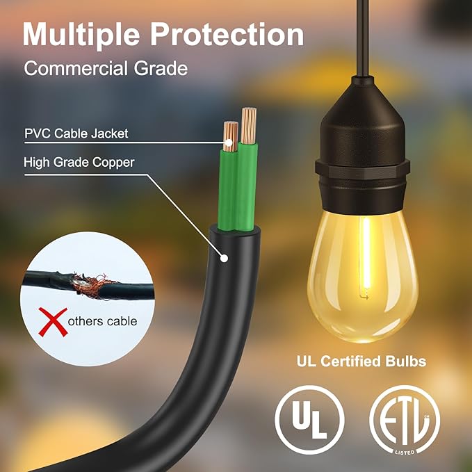 100FT LED Outdoor String Lights - Image 5