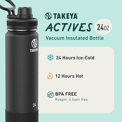 Takeya Actives Stainless Steel Water Bottle, Insulated Spout Lid, Keeps Drinks - Image 2