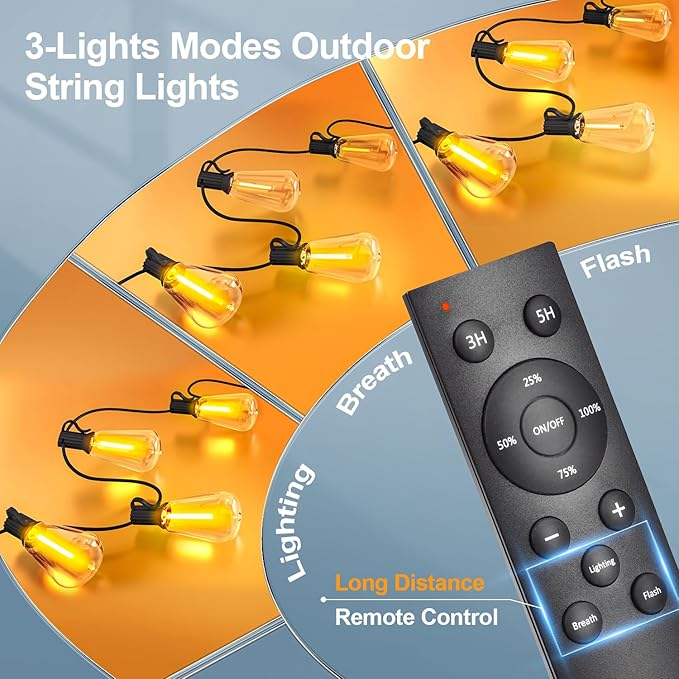 Outdoor Lights String Patio Outside - 100ft 30M LED Waterproof Light - Hanging - Image 2