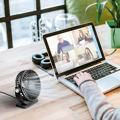 TriPole Desk Fan USB Powered 2 Pack Black Small Portable Fan, 3 Speeds Strong - Image 5