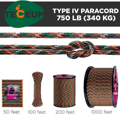 TECEUM 5/32" Paracord Rope 1000 – 1000ft / 200ft / 100ft / 50ft – Tactical - Image 9