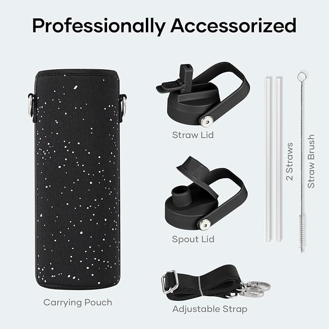 BUZIO 24 oz Insulated Water Bottle, Stainless Steel Wide Mouth Water Flask - Image 6