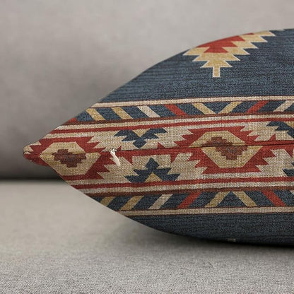 TKS MITLAN Southwest Diamond Blue Red Pillow Covers 18 x 18 Inch Indian Style - Image 6