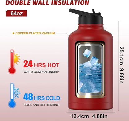 64oz Insulated Water Bottle, BPA Free&Leak Proof, Half Gallon Stainless Steel - Image 2
