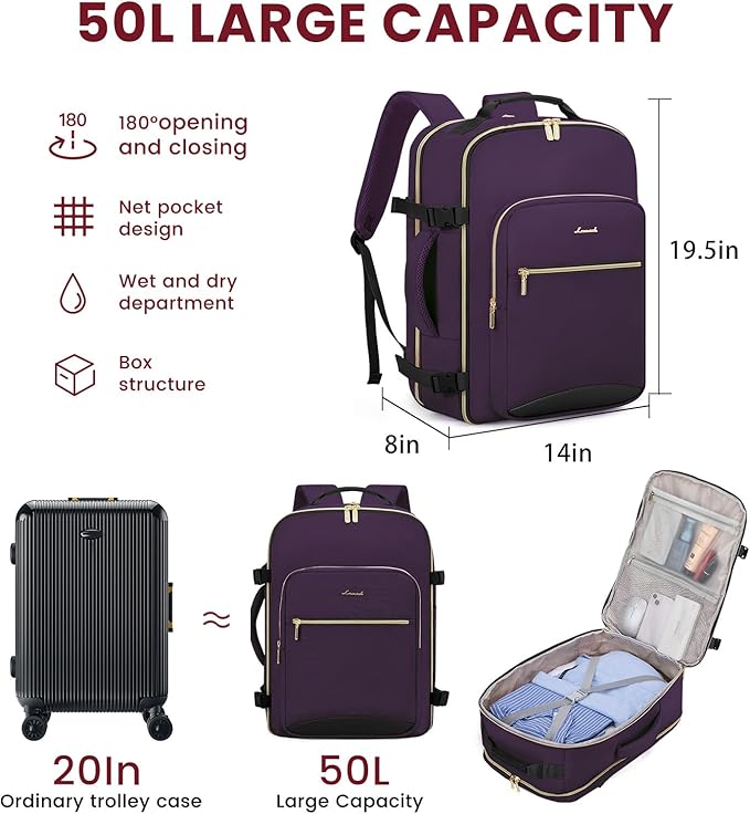 LOVEVOOK 50L Large Travel Backpack - Image 2