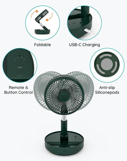 Primevolve Portable Oscillating Standing Fan, Rechargeable Battery Operated USB - Image 5
