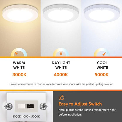 Motion Sensor LED Ceiling Light, 15W & 1200LM, 3 Colors in 1, 7.5inch Flush - Image 3