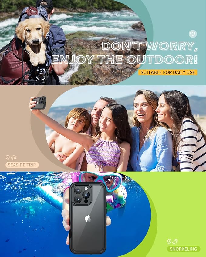 Lanhiem for iPhone 15 Pro Max Waterproof Case, Dustproof Case Built-in Screen - Image 7