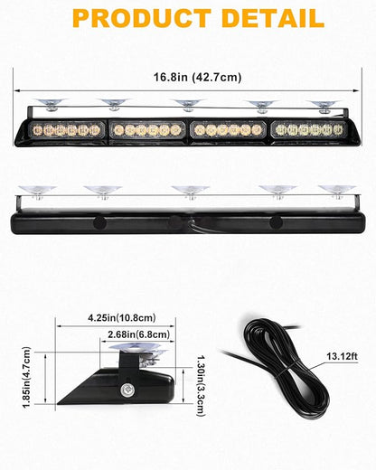 HLauto 6Z4J Emergency Dash Strobe Lights: 2x16.8 inch Blue Amber Safety Lights - Image 7