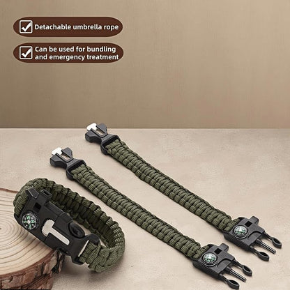 Chinshwehaw 5 in 1 Survival Bracelet-Fire Starter, Loud Whistle, Paracord Rope - Image 8